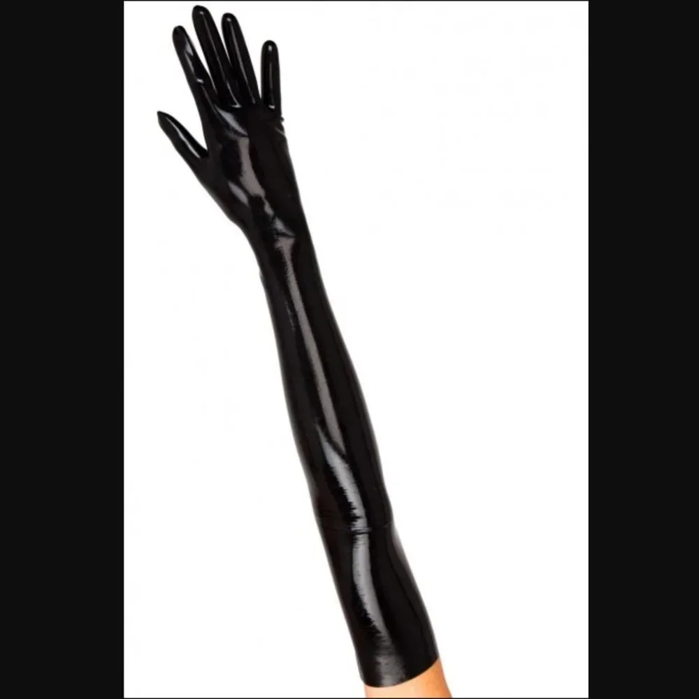 FA Latex Cosplay Black Long Gloves